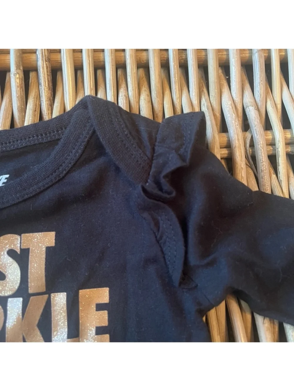 Nike Baby Girl 3M Black & Gold 'Just Sparkle' Long Sleeve Bodysuit Gray Pant